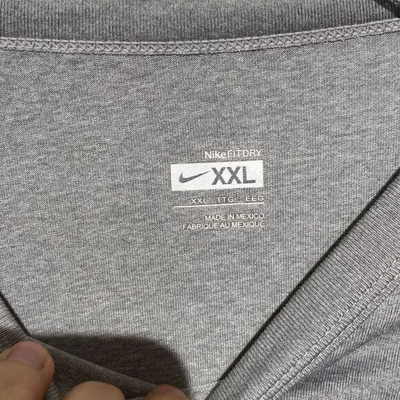 Nike Men's Dri-Fit Shirt Active Short Sleeve Crewneck Swoosh Logo Gray Size XXL - Picture 4 of 8